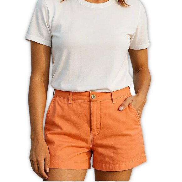 Lauren Ralph Lauren Pants - Lauren Ralph Lauren Chino Shorts Orange Mid Rise Zip Front Size 10